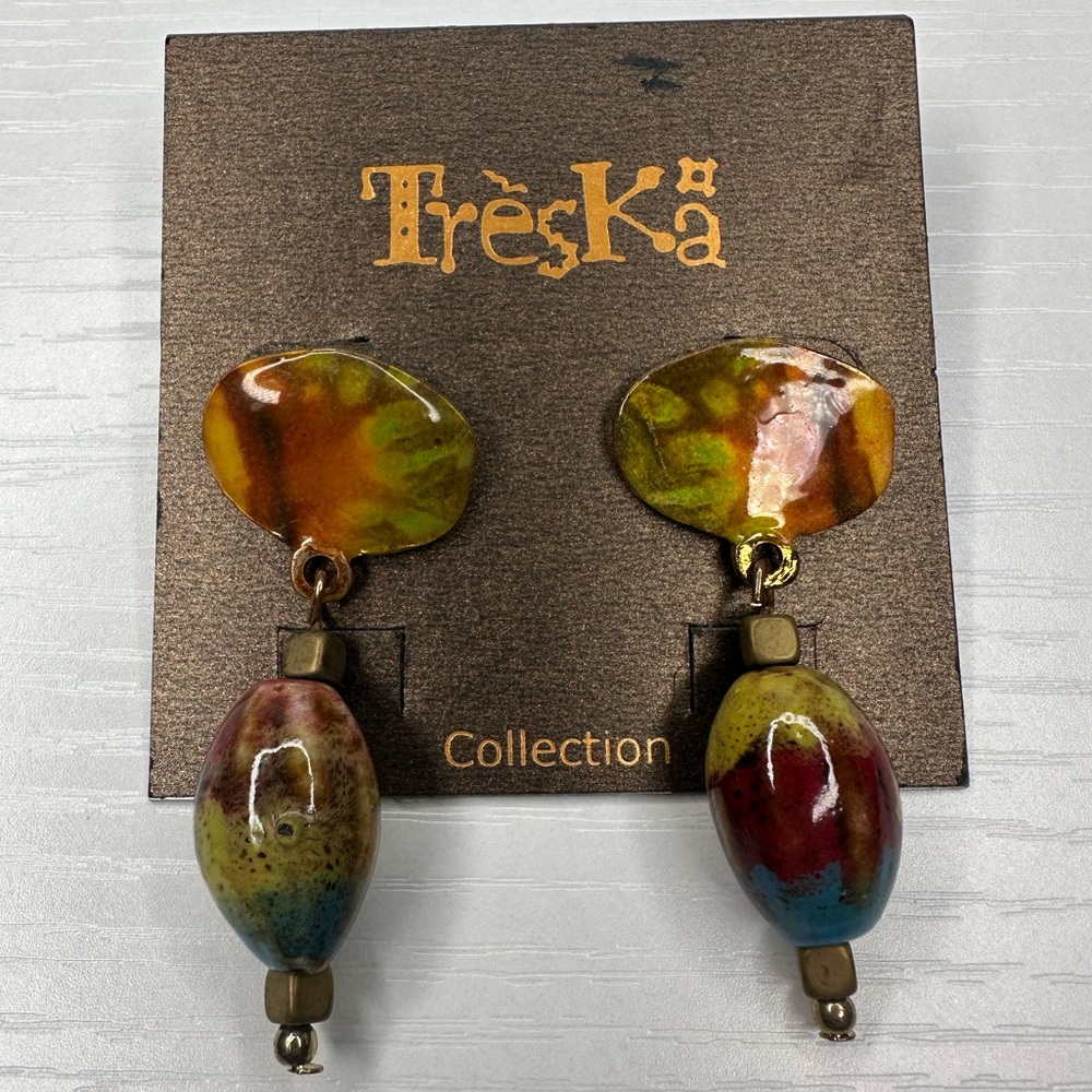 NWT - Treska Chunky Bead Dangle Earrings
